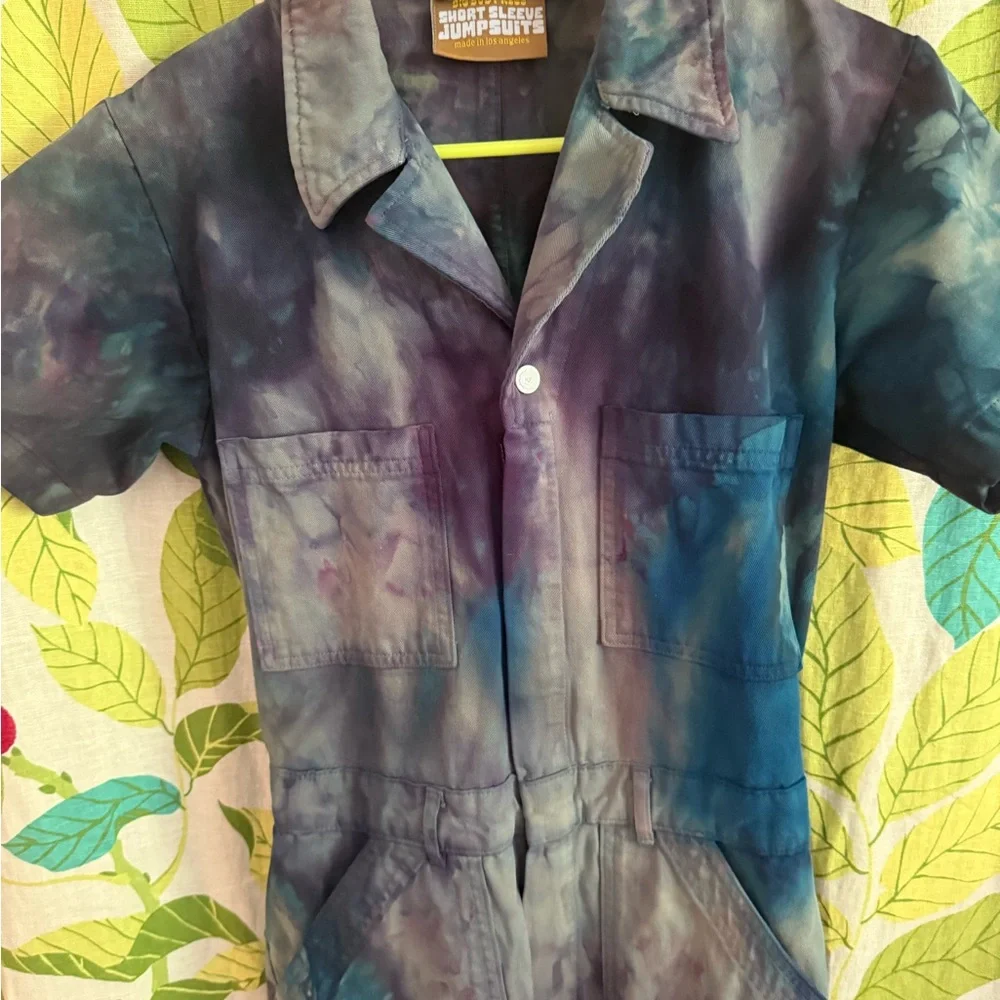 Big Bud Press Ice Dyed Short Sleeve Jumpsuit size S - Picture 3 of 6